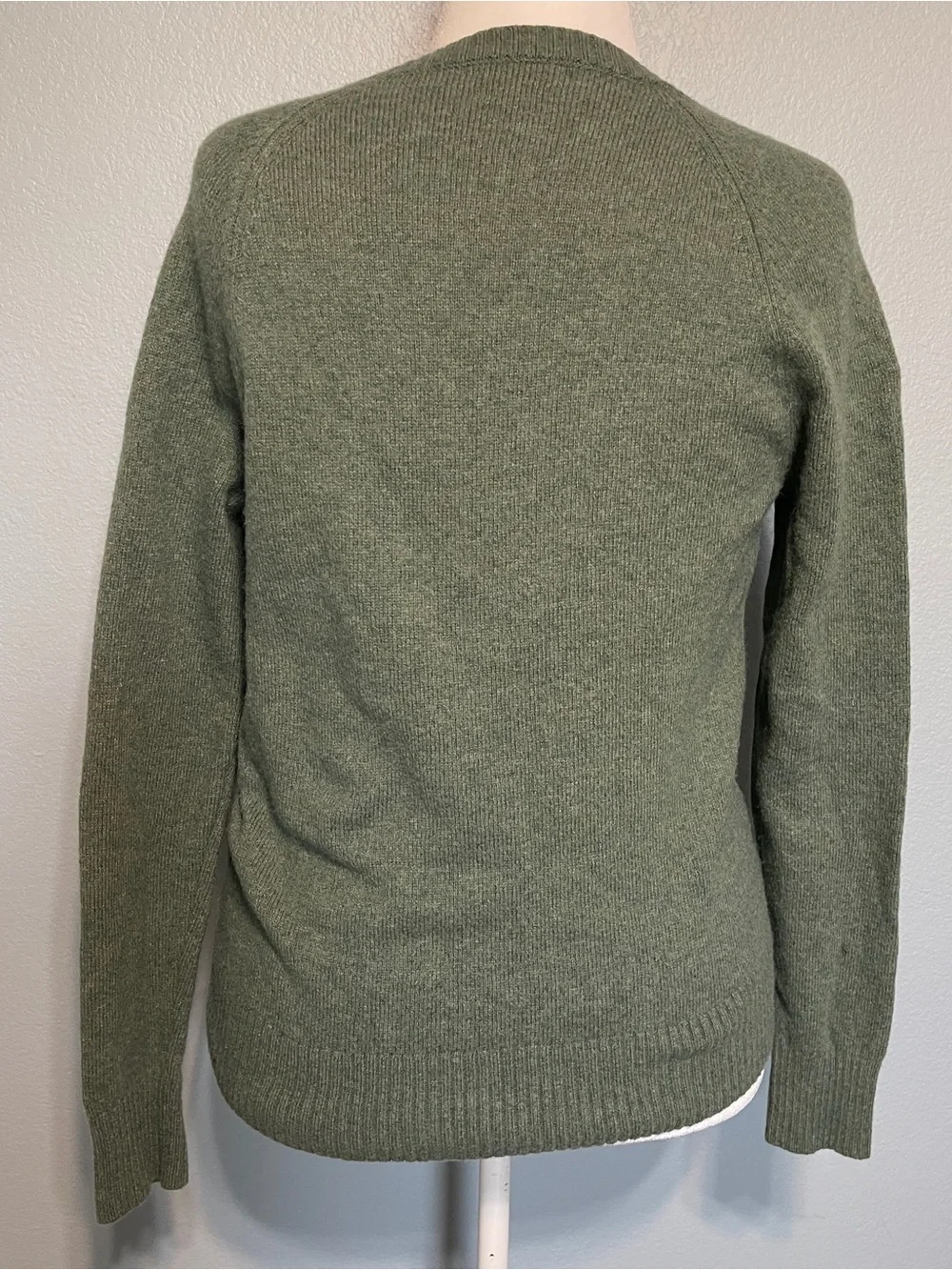 J.Crew Womens Olive Green Crewneck Sweater Pullover Old Money Lambs Wool Small